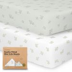 2-Pack Mini Crib Sheets Fitted, Pack and Play Sheets - Organic Cotton Pack N Play Sheets for Pack and Play Mattress, Playard Baby Crib Sheets, Jersey Crib Sheets Neutral for Boys, Girls (Elly)