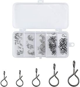 Alwonder 150PCS/Box Fly Fishing Snap, 5 Sizes Stainless Steel Quick Change Lure Snaps No Knot Snap Quick Snap Fast Snap Lure Connector for Jigs Lures Fishing Clips Swivels Fishing Tackle