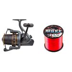 PENN Surfblaster III Longcast Fishing Reel - Long Distance Spool Surf Casting Reel for Saltwater Beach and Rock Fishing & Ultima Red Ice Strong Hi Vis Sea Fishing Line - Fluo Red, 0.40 mm - 20.0 lb