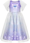 LQSZ Girls Nightgown Princess Dress Puff Sleeve Toddler Pajama Gown Butterfly+Snow Casual Princess Nightgown for Toddlers 5 6T