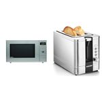 Panasonic NNSD382S Compact 0.8 cft. 950W Inverter Technology Microwave Oven, Stainless Steel & Chefman 2-Slice Pop-Up Stainless Steel Toaster w/ 7 Shade Settings