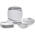 Amazon Basics 18-Piece Square Dinnerware Set, Dishes, Bowls, Service for 6, Modern Beams