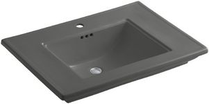 KOHLER K-2269-1-58 Memoirs Bathroom Sink with Stately Design and Single-Hole Faucet Drilling, Thunder Grey