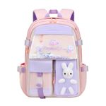 Myyunhx Kids Backpacks for Girls Kawaii Quicksand Refrigerator Door Girls Backpack School Bags for Girls Bunny School Bag (Pink)