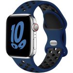 Upeak Sport Strap Compatible with Apple Watch Strap 44mm 45mm 46mm 42mm 49mm, Breathable Silicone Double Hole Band for iWatch Strap Series 10 9 8 7 6 5 4 3 2 1/SE/Ultra, L, Midnightblue/Black