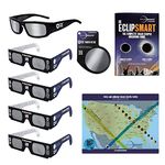 Celestron 8-Pc EclipSmart Safe Solar Viewing & Imaging Kit, ISO 12312-2 Compliant, 4 Paper Eclipse Glasses, Plastic Eclipse Glasses, Photo Filter, Guidebook, Map