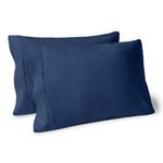 Bare Home Microfiber Pillow Cases - Standard/Queen Size Set of 2 - Cooling Pillowcases - Double Brushed - Dark Blue Pillowcases 2 Pack - Easy Care (Standard Pillowcase Set of 2, Dark Blue)