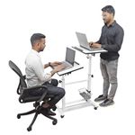 Isomars Sit &Stand 360° 2 Platforms Laptop & Projector User Table Multipurpose Angle Height & 360° Rotation Adjustable Both Side 2 Engineered Wood Board 20" / 50.8 cm x 14" / 35..5 cm (White)