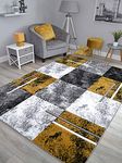 New Hand Carved Ochre Gold Grey Mustard Black Silver Small Extra Large Size House Rugs Cheap (Mustard Black Marble, 120cm x 170cm)