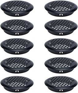 MY MIRONEY Set of 10 Air Vents 2 1/9 Inch(53mm) Black Circular Soffit Vent Stainless Steel Round Mesh Hole Louver Vent for Kitchen,Bathroom,Cabinet,Wardrobe and Shoe Cabinet