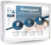 Waterguard Quilted Pillow Protector - Waterproof and Bed Bug Proof Queen Size Zippered Pillow Protector - Luxury Designed Pillowcases Protects Pillows from Dirt, Dust Mites, Stains, & Spills