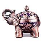 K COOL Metal Backflow Incense Holder Elephant Cone Incense Burner Candle Holder with Lid, Aromatherapy Ornament Home Office Decoration for Indoor Outdoor (Purple)