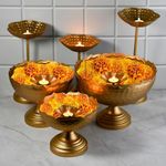 TRENDING DECOR Hammered Taj Urli Bowl/Candle Stand with Floating Diya/Urli for Home Decor and Festival Decor Urli Show Piece for Floating Flowers