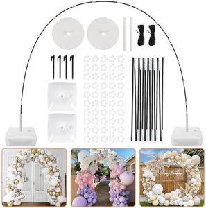 RUBFAC Balloon Arch Kit, 8ft Tall & 9ft Wide Adjustable Balloon Arch Stand with 2 PVC Bases,2 Water Fillable Bags, 50pcs Balloon Clips for Wedding Birthday Party Baby Shower Supplies Decoration