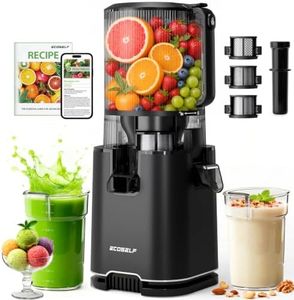 ECOSELF 3-in-1 Cold Press Juicer with 3 Filters for Juice, Nut Milk & Sorbet, 6.0" Extra Large Feed Chute, Masticating Juicer Machines For Whole Fruits & Vegetables, Quiet Motor (With Pusher)