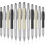 30 Pieces Tool Pen 6-in-1 Multitool Tech Tool Pen with Ruler, Level Gauge, Ballpoint Pen, Stylus Pen, Screwdriver and Slotted Screwdriver Multifunction Pen Tool Gadget for Men Dad (Multi Color)