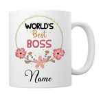 EnvyFone World's Best Boss - Personalised Mug - Birthday Gift - Add Name/Relation - Flowers/Pink Floral Design - Ladies - Girls - Novelty Tea Coffee Cup