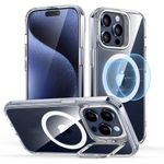 ESR for iPhone 15 Pro Max Case, Compatible with MagSafe, Military-Grade Protective Case, Built-in Stash Stand Phone Case, Scratch-Resistant TPU Back Cover, Classic Series, Clear