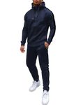 COOFANDY Mens Tracksuits Long Sleeve Full-Zip Sweatshirt Comfy Jogger Sweatpant 2 Piece Hoodie Sweatsuit Set (Navy XXL)