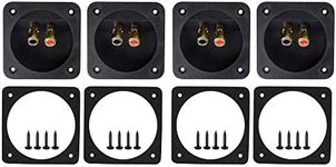 BlueMart 3.1” Square Double Binding Gold Plate Push Spring Loaded Jacks Connector Speaker Box Terminal Cup with Screws (Black - 4pcs)