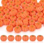 JUNEBRUSHS 50 Pcs Mini Pumpkins Fake Pumpkins Artificial Pumpkins Thanksgiving Ornaments for Vase Filler DIY Crafts Fall Halloween Party Supplies Home Table Decorations