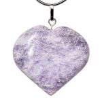 Zenergy Gems Charged Natural Himalayan Lavender (Lilac) Lepidolite Crystal Heart Pendant + 20" Silver Chain