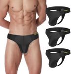 MUEBAIRES Men‘s Ice Silk Thong Sexy Pouch Bulge G String Underwear in Multiple Colors, 3*black, XL