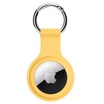 SQUIF Airtag Silicone Case Protective Cover for Airtag Case Locator Tracker Anti-Lost Device Keychain Protection (Yellow)