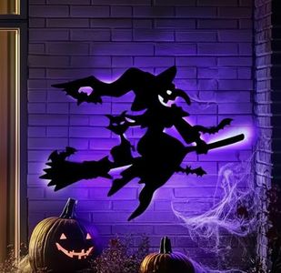 UQJE 60" Halloween Decorations Indoor Scary Halloween Silhouette with Lights for Halloween Wall Garage Door Yard Decor-Wicked Witch