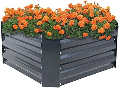 Sunnydaze 24-Inch Square Galvanized Steel Raised Garden Bed - Outdoor Raised Planter for Vegetables and Flowers - Dark Gray