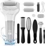 Electric Foot Callus Remover Easkep Rechargeable Portable Electronic Foot File Pedicure Tools, Waterproof 16 in 1 Callus Remover Kit, Professional Pedicure Kit for Dead Hard Cracked Dry Skin (Silver)