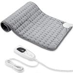 Heating pad, Electric Heat Pad with Automatic Switch-Off and 6 Temperature Levels Heating pad for Back Neck Shoulder Belly Heating Technology - Machine Washable.(Silver Gray, 12" x 24")