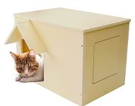 Objoy Outdoor Cat Houses Feral Cat Shelter Wooden Stray Cat Condo Outside Sturdy Waterproof and Insulated with Escape Door