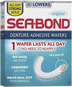 Sea Bond Secure Denture Adhesive Wafers, Zinc Free, All Day Hold, Mess Free, Soft Adhesive Cushion, 30 Lowers
