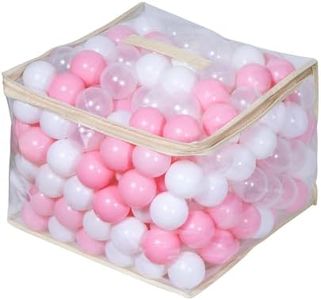 Thenese Ball Pit Balls 100pcs Crush Proof Plastic Balls for Girls Boys Ball Pit, BPA Free Non-Toxic Play Balls for Pit Pool, Playhouse, Tent, White, Clear & Pink