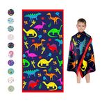 Microfiber Beach Towel for Kids - Thin and Large (30"x60") - Dinosaur - Absorbent, quick dry, sand free, lightweight, blanket - toddler, girls, boys - For Sports, Pool, Picnic, Camping, Travel, Swim