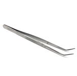 Multipurpose Lab Tweezers Forceps with Angled Serrated Tips Comes with Pin Mechanism Sturdy Hold Ideal for Microscopic Precision Tasks Dissecting Personal or Professional Use, Stainless Steel - 6"