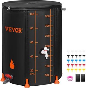 VEVOR Collapsible Rain Barrel, 100 Gallon Large Capacity, PVC Rainwater Collection System Including Spigots and Overflow Kit, Portable Water Tank Storage Container for Garden Water Catcher, Black