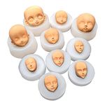 Cestony 10Pcs Human Face Silicone Molds for DIY Cake Fondant Biscuit Sugar Pudding Chocolate Hard Candies Dessert Candle Decor Chocolate Polymer Clay