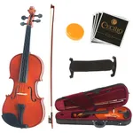 Mendini 4/4 MV200 Solid Wood Natural Varnish Violin with Hard Case, Shoulder Rest, Bow, Rosin and Extra Strings (Full Size)