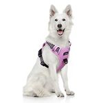 Funfox Dog Harness Xlarge Dog, No Pull Vest Harness with 2 Clips Training Anti Pull, Adjustable Pet Harness Soft with Vertical Handle, Night Reflection Safe Walking Large Breed Pink XL