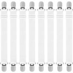 Quelcc 8 Pcs Bed Sheet Clips, (30cm -130cm) Adjustable Bed Sheet Fasteners, Elastic Fitted Sheet Straps with Clips, White Sheet Clips for Bedding, Mattress Covers, Bed Sheets, Sofa Cushion