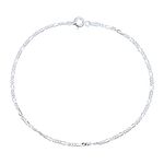 Simple Plain Figaro Link Chain Anklet Charm Ankle Bracelet For Women .925 Sterling Silver Made In Italy 9 Inch