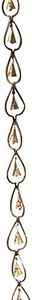 Ancient Graffiti Flamed Copper Aspen with Rain Drop Bells Hanging Chain, 3" x 96" x 3"