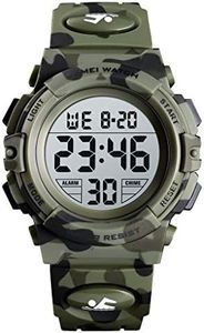 SKMEI Children Digital Camouflage Kid Watch LED Alarm 50M Waterproof Sport Wristwatches for Boy (Army Green Camouflage)