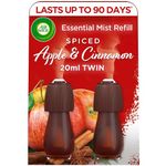 Air Wick Spiced Apple and Cinnamon|Essential Mist Twin Refill | 2x 20ml |Pack of 1 | Natural Essential Oils