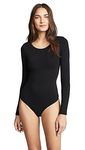 Yummie Women's Long Sleeve Seamless Shaping Thong Bodysuit, Black, Large-X-Large