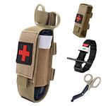 Upgrade Tourniquet Pouch with Tourniquet and Shear, Molle Tourniquet Holder, Tactical TQ Tourniquet, Trauma Tourniquets Scissors (khaki)