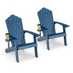 ORALNER Outdoor Adirondack Chair with Cup Holder, Set of 2 Plastic Resin Outdoor Deck Chair, 380 LBS Capacity, for Patio, Backyard, Porch, Balcony, Poolside, Garden, Lawn, Firepit (2, Navy Blue)