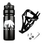 Bearactive Bike Bottle Holder with Bike Bottle 750ml - BPA Free Leak Proof Bicycle Squeeze Bottle with Valve Lid – Lightweight Plastic Bottle Cages with Screws for Road & Mountain Bikes